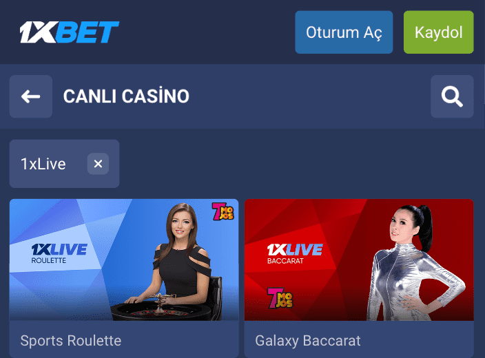 1xBet'te online casino
